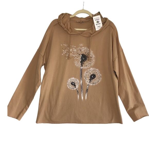 MODA LUCIDO Italian Hoodie Women L Crystal Embroidered Fairy Boho Retro Y2K NWT - Picture 1 of 10